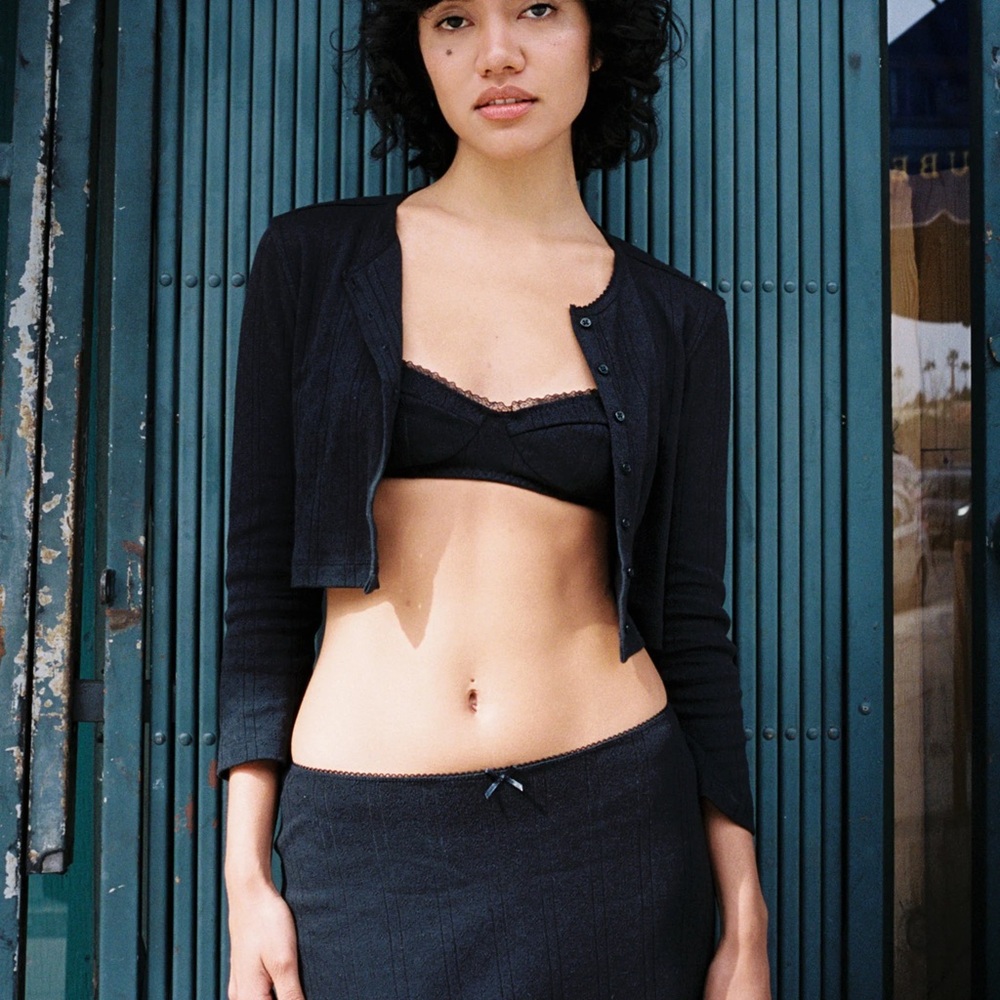 the crop cardi coucou intimates small black